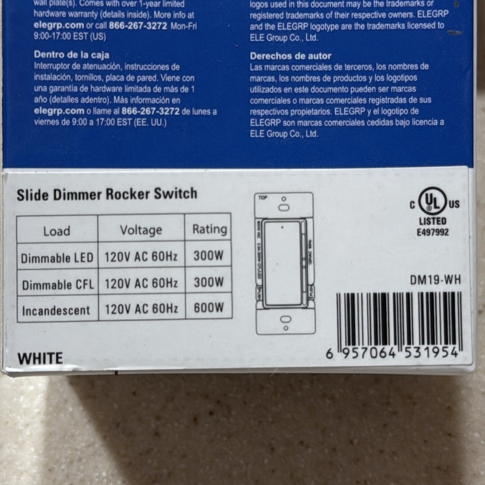 DIMMER SWITCH with 3-Way Slide - Picture 3 of 6